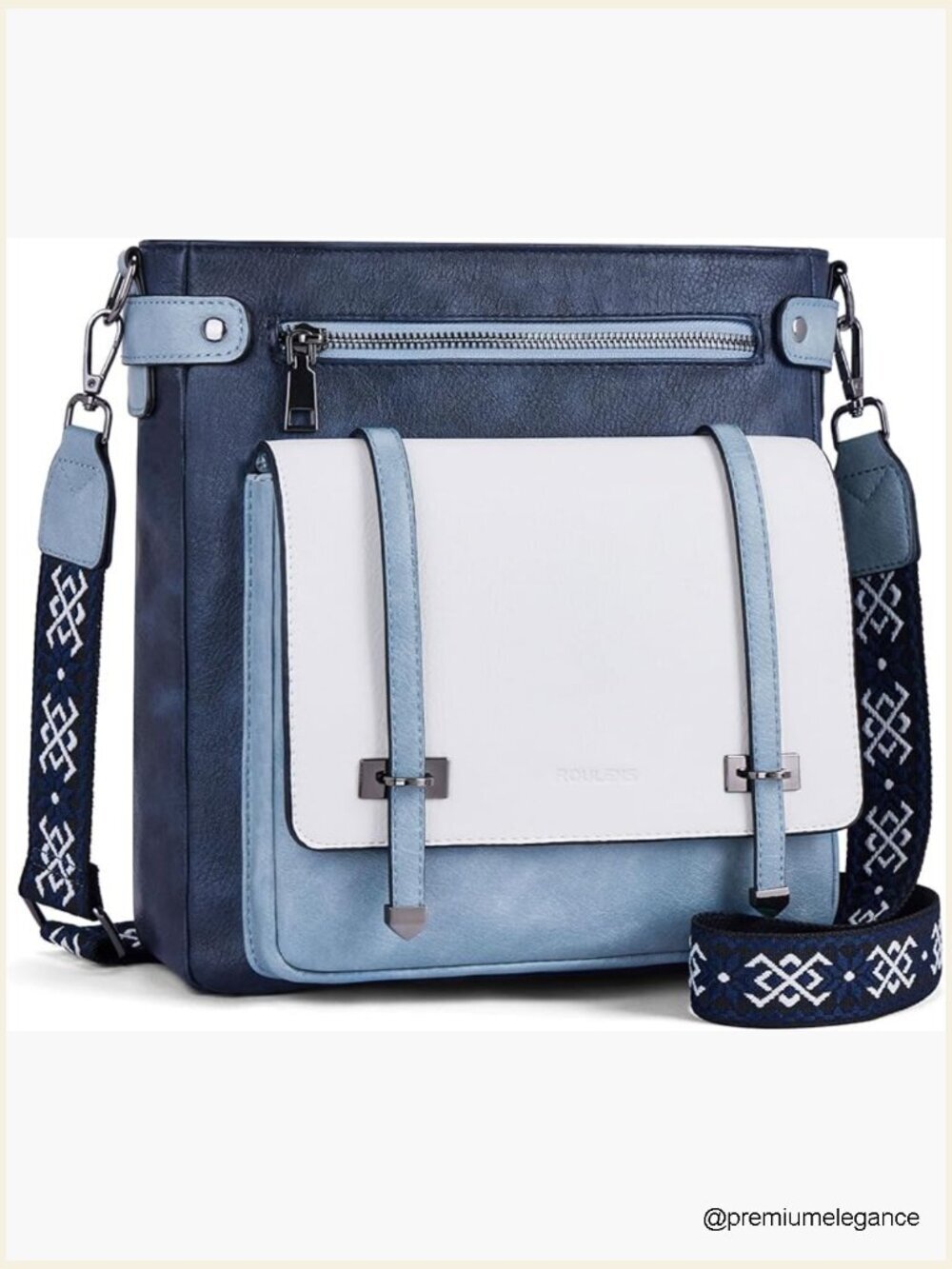 Multi-Pocket Vegan Leather Crossbody Purse with Adjustable Strap